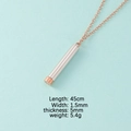Silver and rose gold cylindrical nesting pendant necklace with 45cm chain and technical data - Steel Shell + Rose Gold Inner Column (MP382)