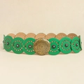Ceinture bohème en cuir avec turquoise et boucle en bronze vintage verte et marron - Bronze Vert Clair