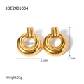 Orecchini a cerchio in acciaio inossidabile placcato oro 18K, altezza 3,7 cm e peso 23g - Stile a Cerchio Grande Dorato (JDE2401004)