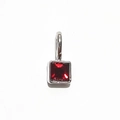 Silver pendant with square cut red birthstone crystal for DIY necklaces and jewelry - Silver - July