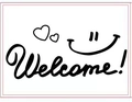 Minimalist black Welcome vinyl wall sticker with heart and smiley face design - welcome1 / Black
