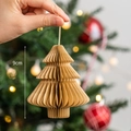 9cm brown honeycomb paper Christmas tree ornament with string for festive home decoration - Brown / 9cm