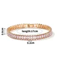 Pulsera tenis negra con circonitas rectangulares y especificación de 17 cm de largo - 17cm / Dorado Circonita Blanca
