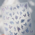 Iridescent butterfly and flower nail stickers with 3D holographic gold stamping effect - Transparent Glass Shard Butterfly Flower Style (M-723) / M-723-Transparent Glass Shards + Jelly