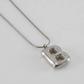 Collana a catena serpente in acciaio inox argento con ciondolo a lettera B bombata - Lettera B [Acciaio]