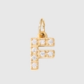 Golden letter F pendant with zircon stones for DIY necklace and bracelet jewelry - Letter F(ZP39269) / Gold