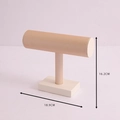 T-shaped light brown PU leather jewelry stand for bracelets and watches, 18.9cm x 16.2cm - Champagne Bracelet T-Bar Stand