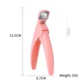 Pink U-shaped nail tip cutter for acrylic nails with spring handle and dimension markers - Portable / Pink
