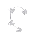 Elegant silver butterfly ear cuff with intricate mesh patterns and sleek curved design - Embossed Butterfly Ear Wrap