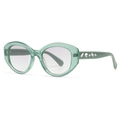 Lunettes de soleil ovales vertes translucides avec branches serties de diamants luxe - Vert