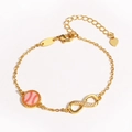 14k vergoldetes Unendlichkeitsarmband mit Baseball-Anhänger und Kristallbesatz - Gold Rosa Baseball (16+5cm)