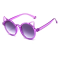 Cute kids cat ear sunglasses in translucent purple with matching gradient lenses - Purple