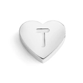 Polished silver heart pendant featuring an engraved letter T for DIY jewelry - Letter T (Silver)