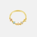 Minimalist gold S925 sterling silver ring with five colorful round-cut zircon stones - US 6 / Gold Five Multi-color