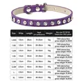 Guía de tallas para collar de cuero púrpura con diamantes de imitación de XS a XL - Púrpura