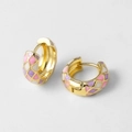 Creolen mit lila und rosa Emaille-Schachbrettmuster, 18 Karat vergoldet - Rosa-Lila