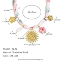 Halskette aus 18K vergoldetem Edelstahl mit Sonnenanhänger und rosa Stoff-Webband-Kette - Band Sonnengesicht Halskette-Gold