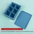 Blue 6-grid silicone ice cube mold with lid and 115ml square cavities for whiskey - 6-Grid Storage Box / Blue
