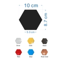 Detailed size chart of hexagonal acrylic mirror wall stickers in six available colors - Silver-12Pcs-L: 10cm