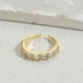 Adjustable gold plated ring with double row baguette zircon crystals on stone background - Jz0247 Double-row Zircon White