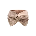 Velvet knot headband in beige tie-dye print for sports and makeup styling - Black Grid Rose