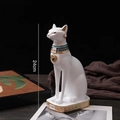 White resin Egyptian cat goddess Bastet statue with gold accents, 24cm tall decor - 24x12x9cm / White Small