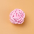 Close-up of pink handmade crochet rose showing soft yarn texture and layered petals - Light Pink Rose Flower Head