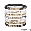 Set de 7 pulseras bohemias de cuentas de arcilla polimérica en blanco y negro con oro - Juego Negro Blanco Oro (Set de 7)