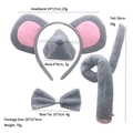 Set costume topo in peluche grigio con cerchietto orecchie, naso, papillon e coda - Cerchietto da topo grigio, naso, papillon e coda