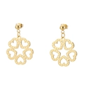 Orecchini a cuore dorati con design traforato a forma di fiore per donna - Stile Fiore di Cuore Cavo (KE39340-D) / Oro