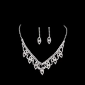 Set elegante di collana e orecchini con foglie di strass in argento per sposa - Set da 2 Pezzi G0016