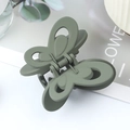 Elegant green matte butterfly hair claw clip with cutout wings for a stylish hairstyle - Rubber Army Green