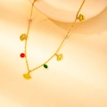 Collier en acier doré avec pendentifs mauvais œil et perles de zircone colorées - Collier Mauvais Oeil en Perles Facettées