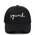 Classic black cotton baseball cap with white squad embroidery for casual outdoor wear - Squad Embroidery / Black