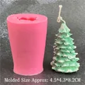 Pink silicone Christmas tree mold with 4.5x4.3x8.2cm green candle finished product - Small 3D Christmas Tree Mold