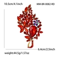 Elegante spilla vintage in lega dorata con strass rossi e cristallo a goccia per donna - Rosso