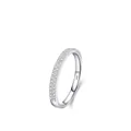 Minimalistischer S925 Sterling Silber Ring mit zweireihigem Pavé-Besatz aus Zirkonia - US-Größe 5 / Silber