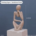 Mini abstract thinker sculpture in sandstone finish, modern resin art home decor piece - Sandstone Left Thinking