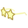 Macro detail of star-shaped sunglasses featuring yellow lenses and rhinestone embellishments - C9-Transparent Yellow