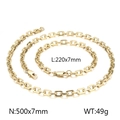 Conjunto de joyas de cadena en O de acero dorado con collar de 500mm y pulsera de 220mm - Pulsera / Dorado