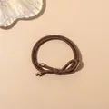 Close-up of brown high-elasticity braided hair tie with elegant gold spiral metal accents - Dual-strand Simple Style / Dark Coffee