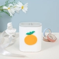 White desk organizer with orange fruit decor, Nordic style pen holder for cute storage - Orange