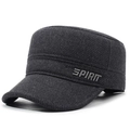 Gorra militar gris oscuro para hombre con bordado spirit y textura de punto cálida - Ajustable / Gris