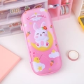 Pink EVA 3D moon rabbit pencil case with cute cartoon design and zipper for school - Pink Moon Rabbit