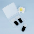 Mini-Silikon-Maskenpinsel-Set mit schwarzen Griffen und transparentem Reiseetui - Schwarzes Maskenpinsel-Box-Set