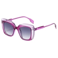 Fashionable oversized square sunglasses with purple translucent frame and gradient grey lenses - C5 Purple Transparent Gradient Frame
