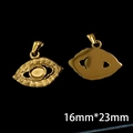 Detailed view of 18k gold plated evil eye charms with dimensions of 16mm x 23mm - 16*23mm Oval Eye