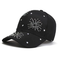 Stylish black baseball cap with rhinestone firework pattern and sparkling accents - Adult / Black