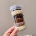 Elastic knit hair scrunchies set in earth tones stored in a clear cylindrical container - 3# White Coffee Mixed 6 Pcs in Jar