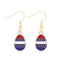 Detail of gold-tone teardrop earrings with American flag stripes and stars pattern - Style 21-Red White Blue Star and Stripes Teardrop Earrings